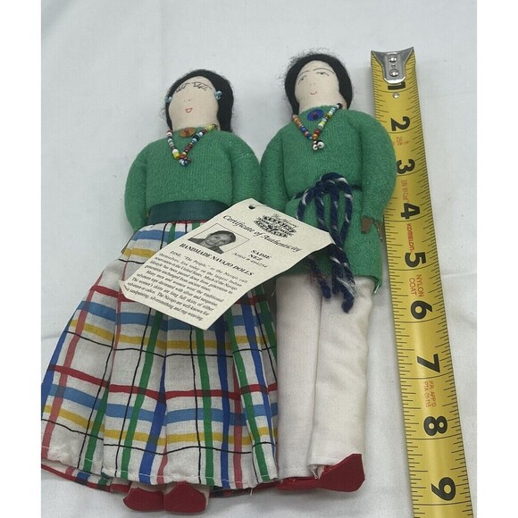 FRED HARVEY Handmade Navajo Dolls Native American Couple  Signed By Sadie Nez 9” - Picture 11 of 11